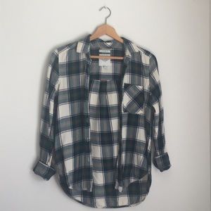 American Eagle Flannel Top Buttoned Plaid Red BF